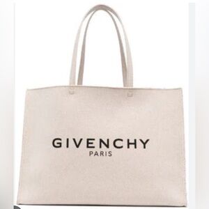 SOLD Authentic sold out GIVENCHY LOGO TOTE BAG NWT with dust bag in beige canvas